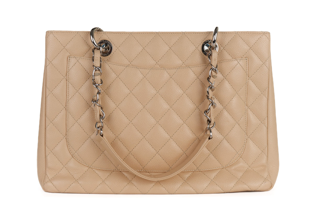 Chanel Tote Grand Shopping Beige Caviar Silver Hardware - view 3