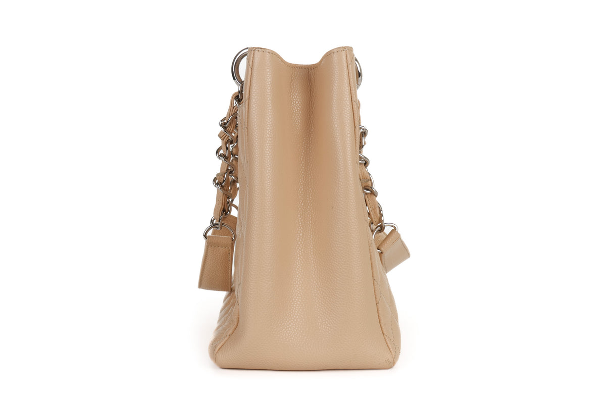 Chanel Tote Grand Shopping Beige Caviar Silver Hardware - view 5