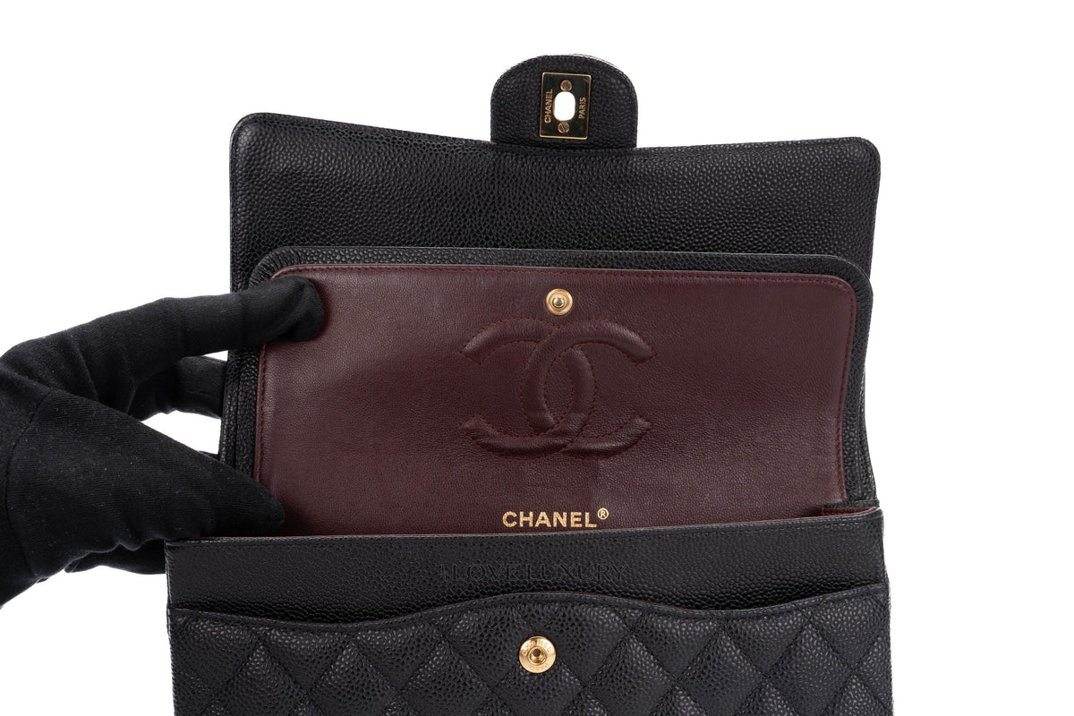 Chanel Medium Classic Flap Black Caviar Gold Hardware - view 11