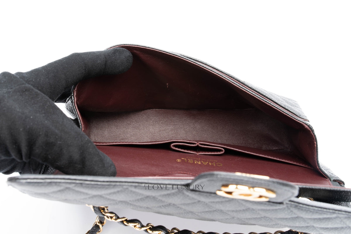 Chanel Medium Classic Flap Black Caviar Gold Hardware - view 12