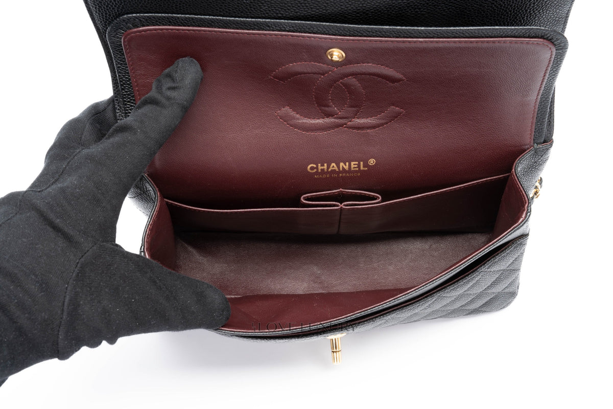 Chanel Medium Classic Flap Black Caviar Gold Hardware - view 13
