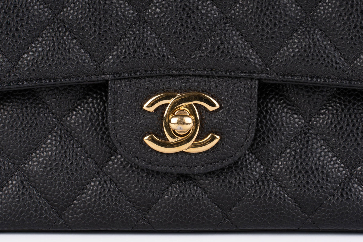 Chanel Medium Classic Flap Black Caviar Gold Hardware - view 7