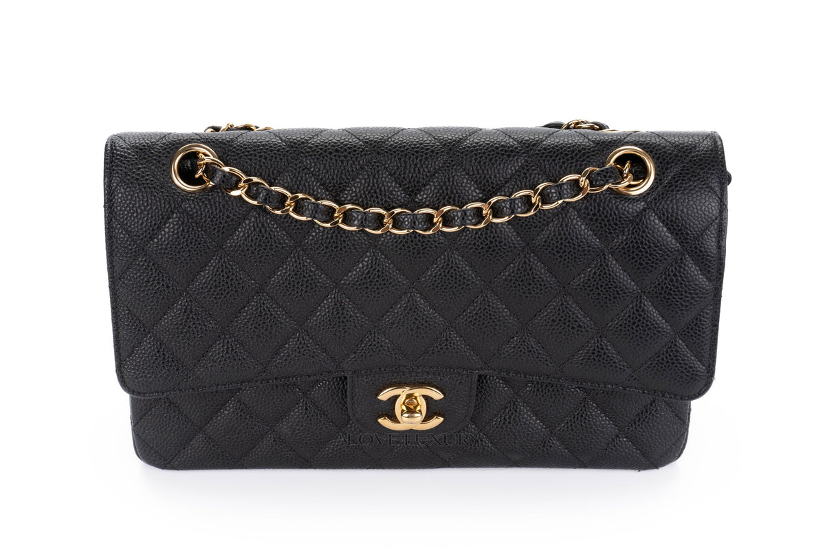 Chanel Medium Classic Flap Black Caviar Gold Hardware - view 8
