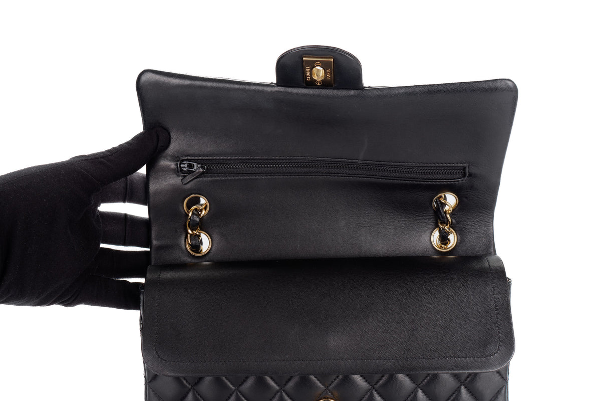 Chanel Medium Classic Flap Black Lambskin Gold Hardware - view 9