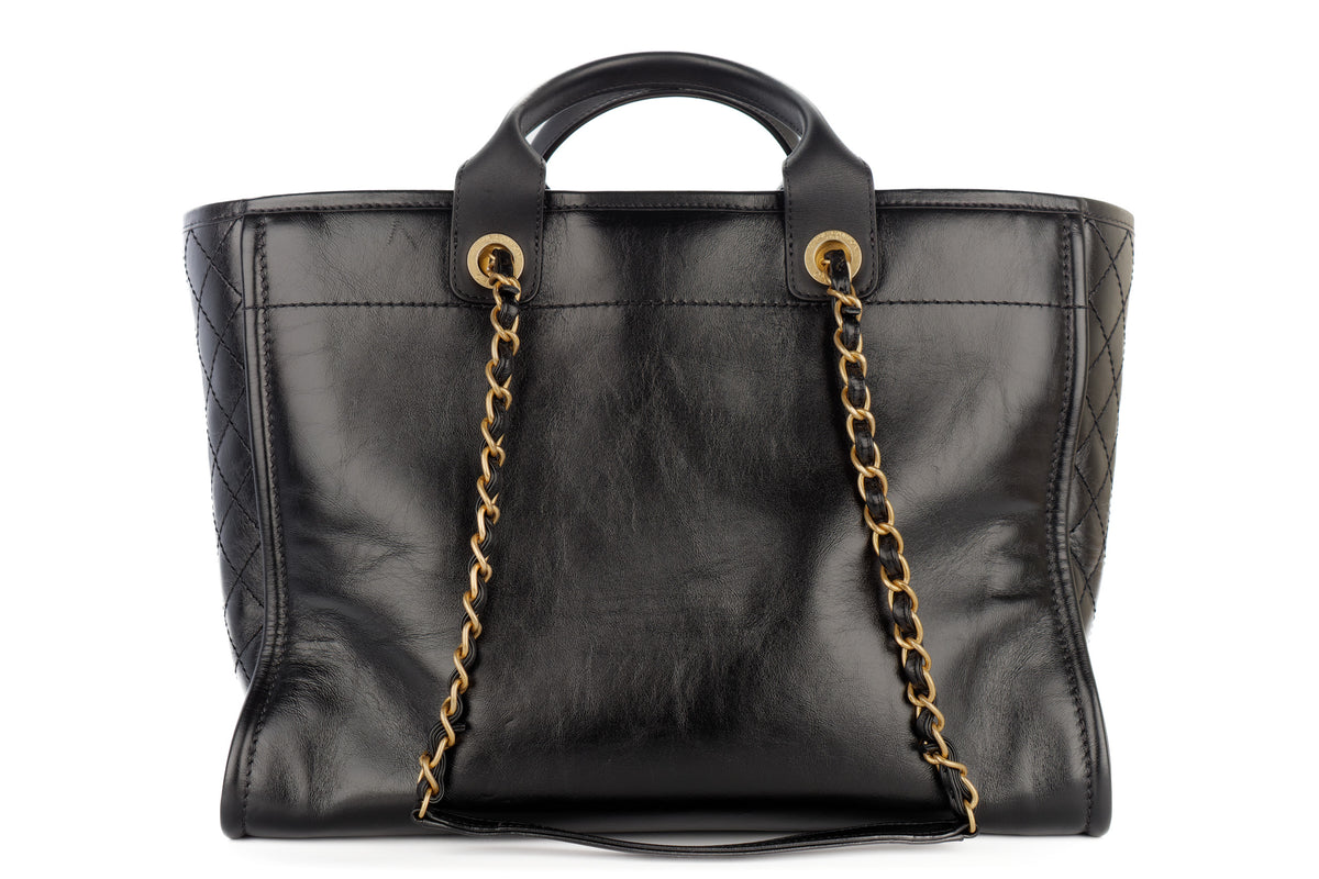 Chanel Large Deauville Black Charms Leather Gold Hardware - view 3
