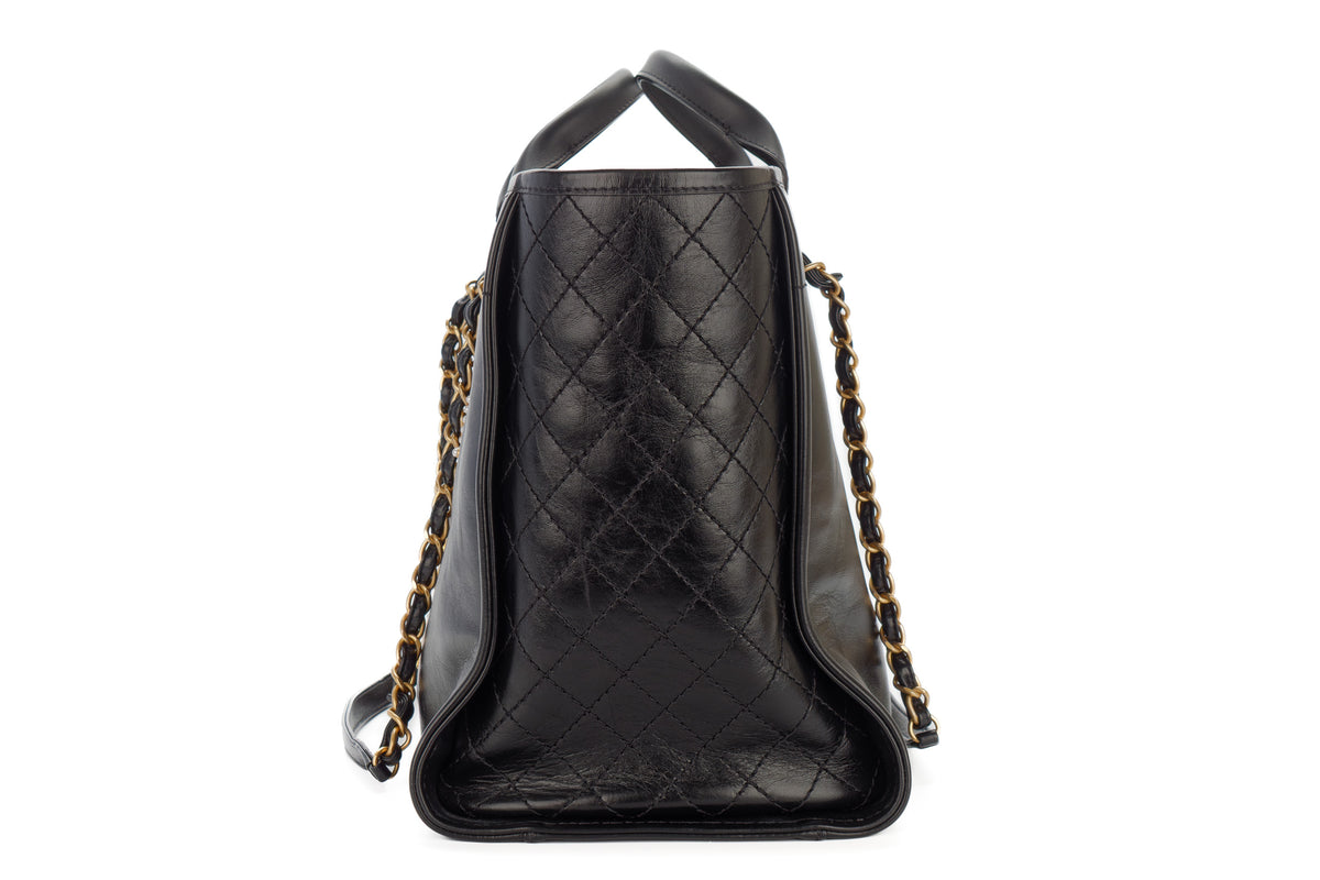 Chanel Large Deauville Black Charms Leather Gold Hardware - view 4