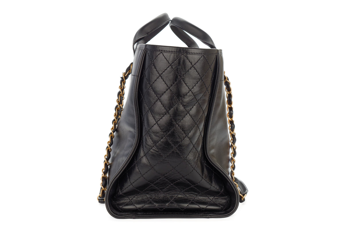 Chanel Large Deauville Black Charms Leather Gold Hardware - view 5
