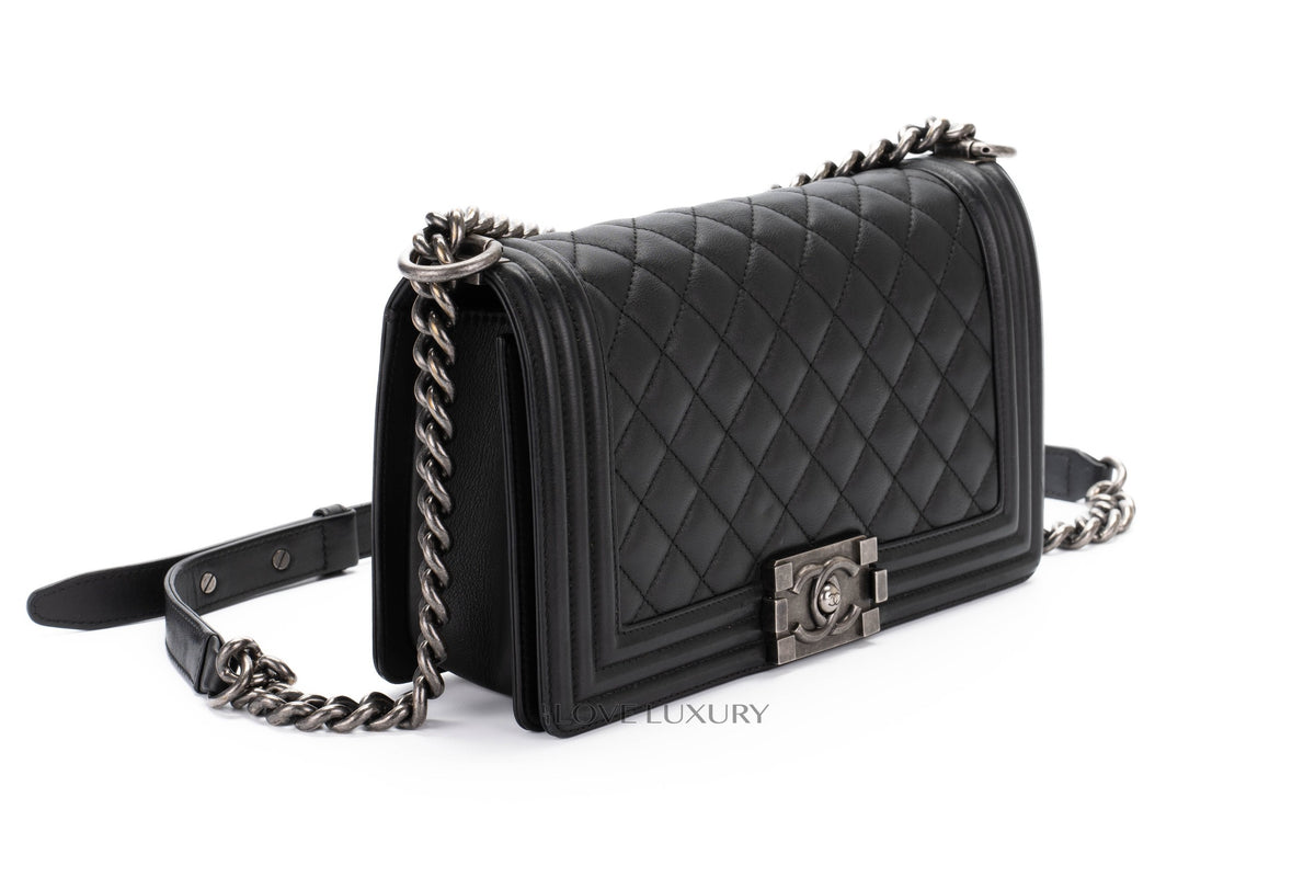 Chanel Boy Black Lambskin Ruthenium Hardware - view 2