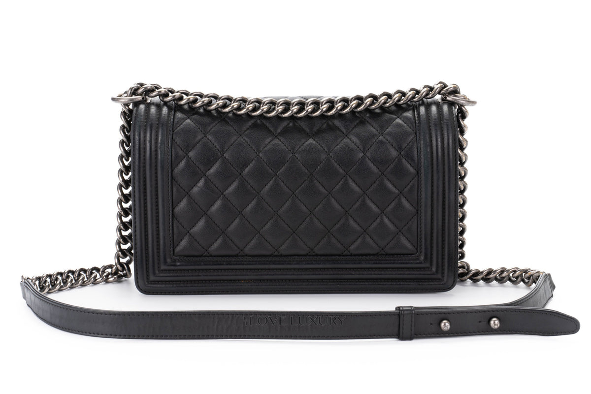 Chanel Boy Black Lambskin Ruthenium Hardware - view 3