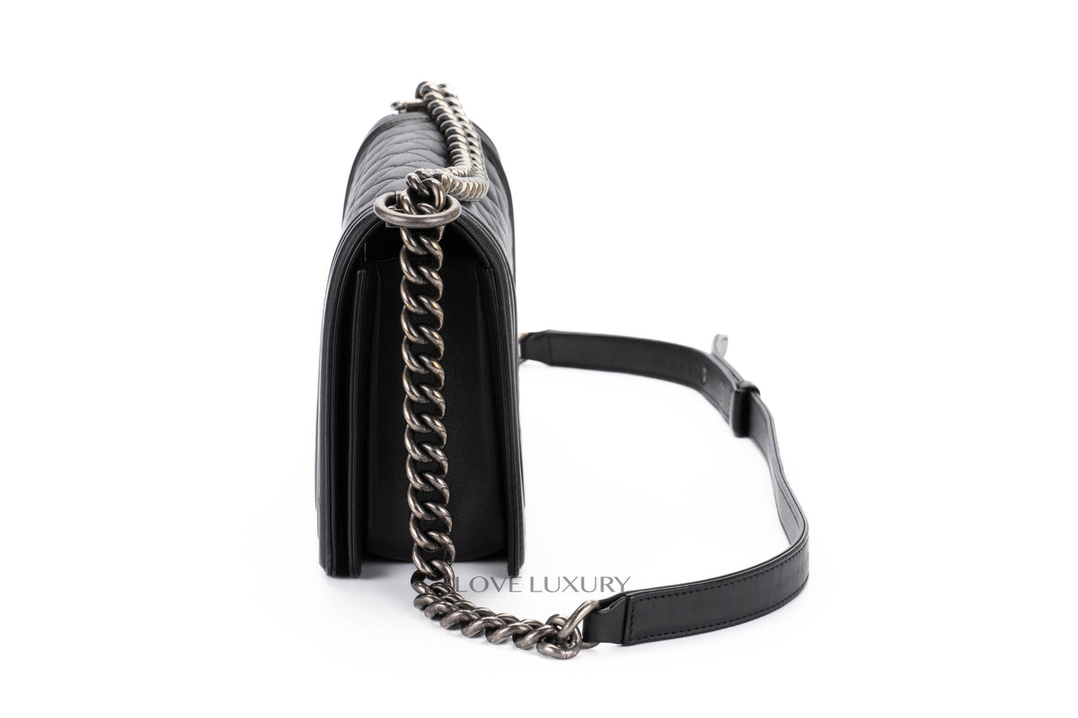 Chanel Boy Black Lambskin Ruthenium Hardware - view 4