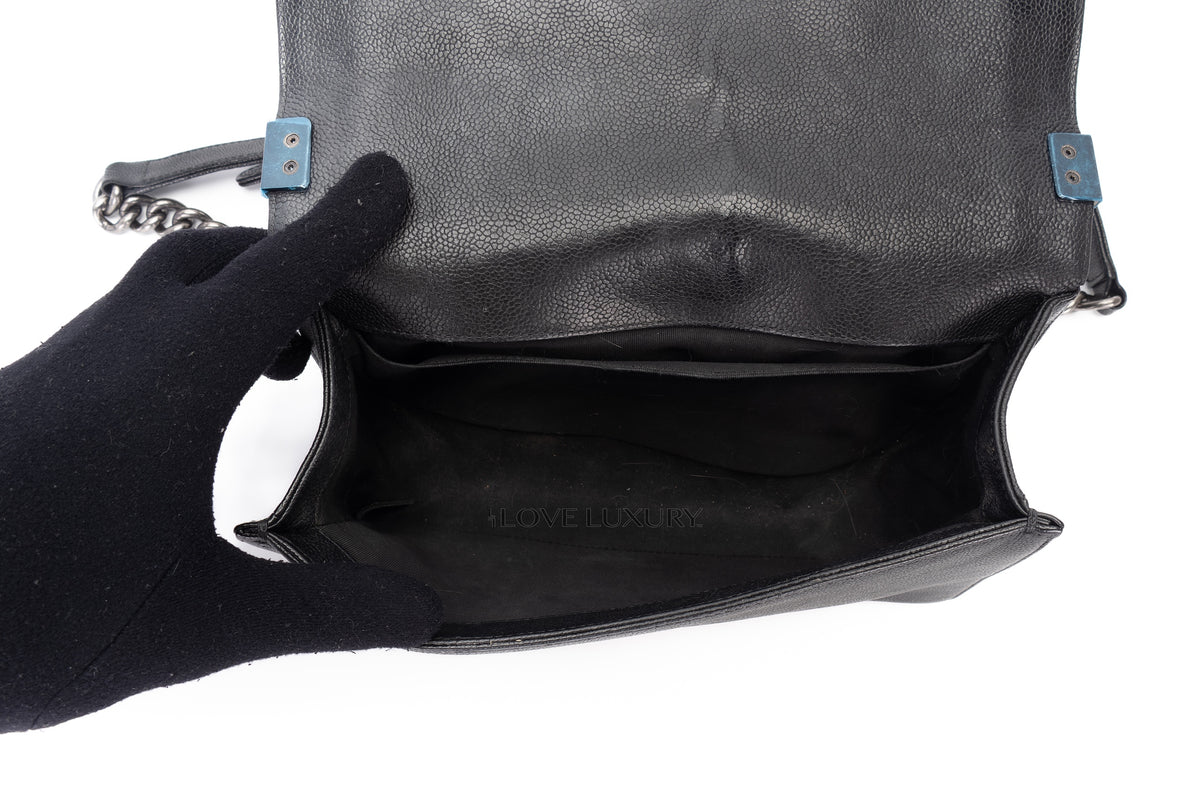 Chanel Medium Boy Black Caviar Silver Hardware - view 10