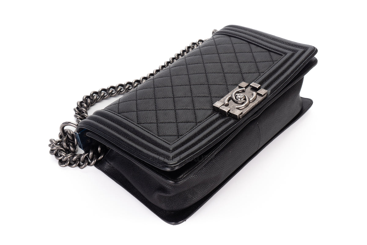 Chanel Medium Boy Black Caviar Silver Hardware - view 11