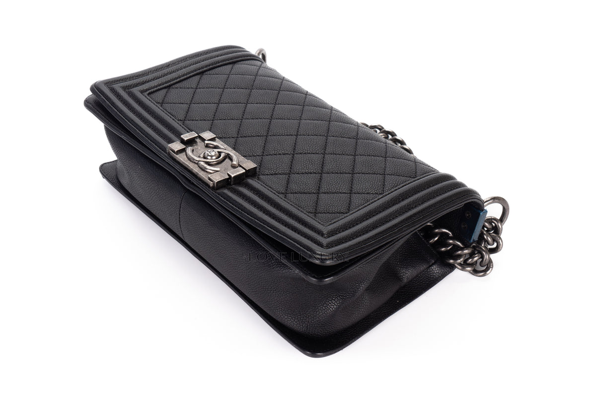 Chanel Medium Boy Black Caviar Silver Hardware - view 12
