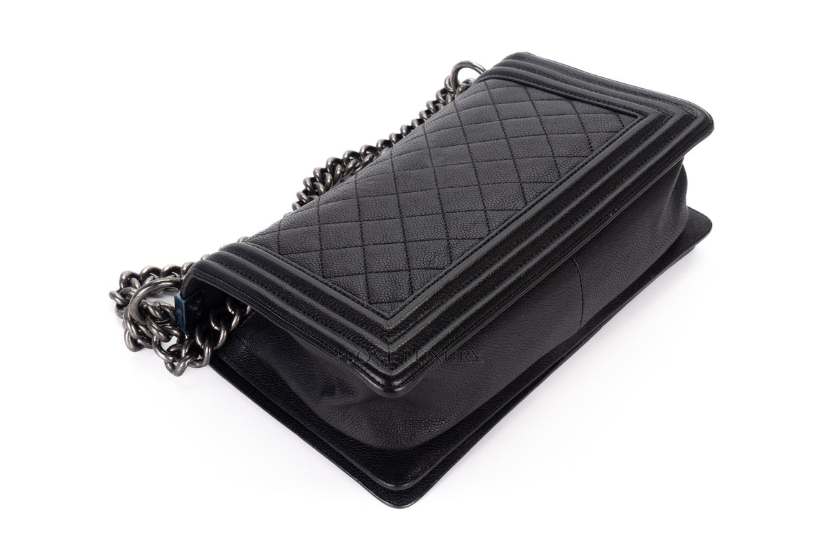 Chanel Medium Boy Black Caviar Silver Hardware - view 13