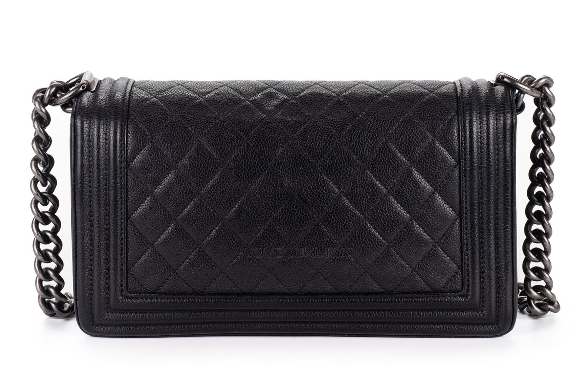 Chanel Medium Boy Black Caviar Silver Hardware - view 3