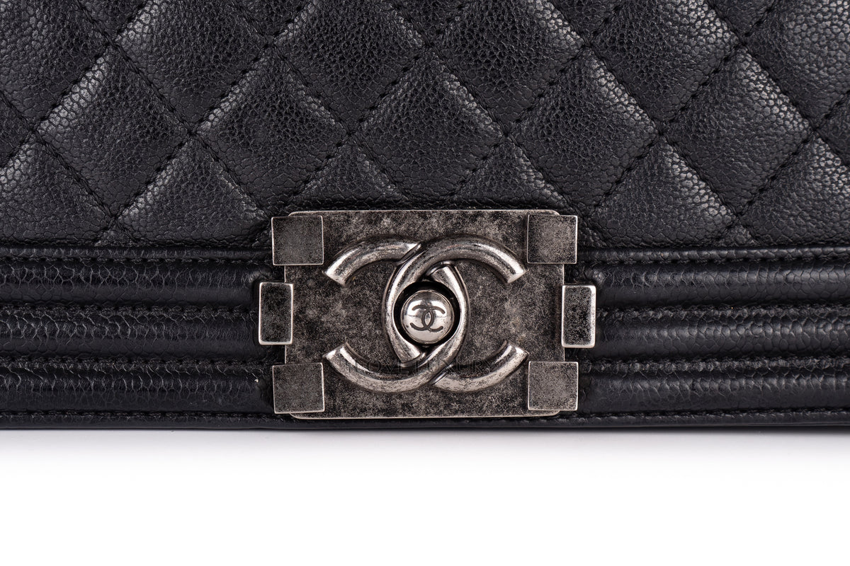 Chanel Medium Boy Black Caviar Silver Hardware - view 7