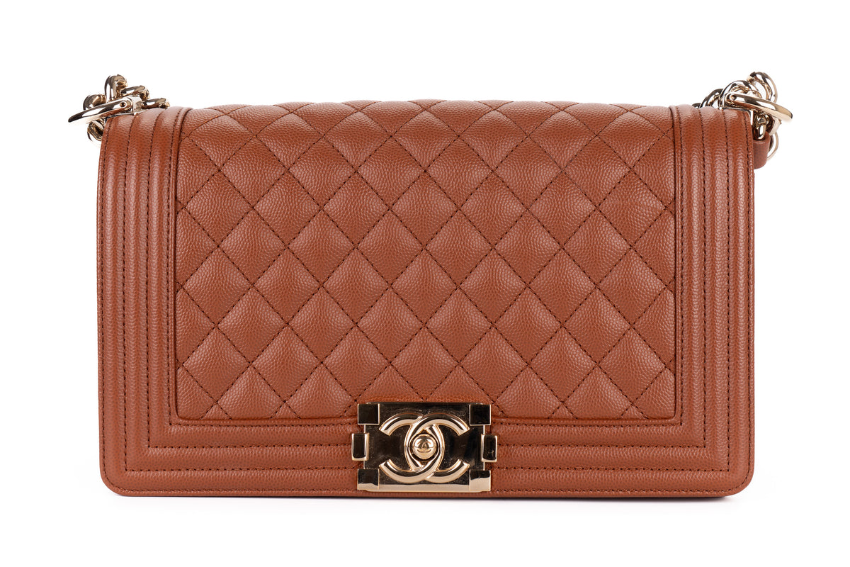 Chanel Medium Boy Brown Caviar Light Gold Hardware - view 1