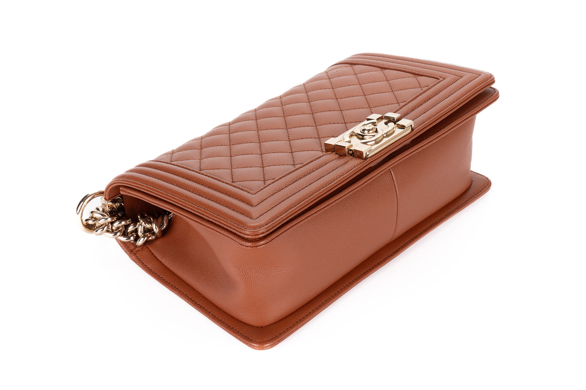 Chanel Medium Boy Brown Caviar Light Gold Hardware - view 12