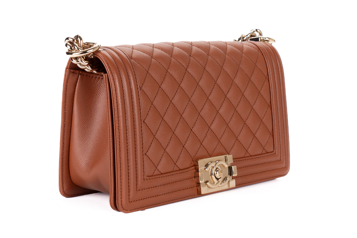 Chanel Medium Boy Brown Caviar Light Gold Hardware - view 2