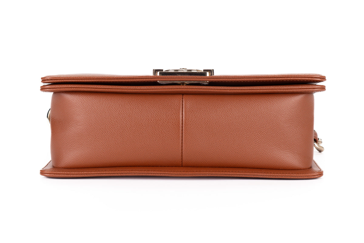 Chanel Medium Boy Brown Caviar Light Gold Hardware - view 6