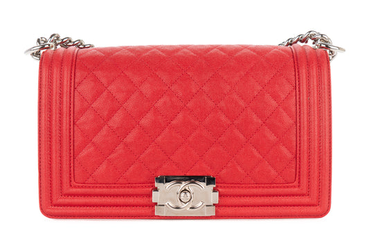 Chanel Medium Boy Red Caviar Silver Hardware - view 1
