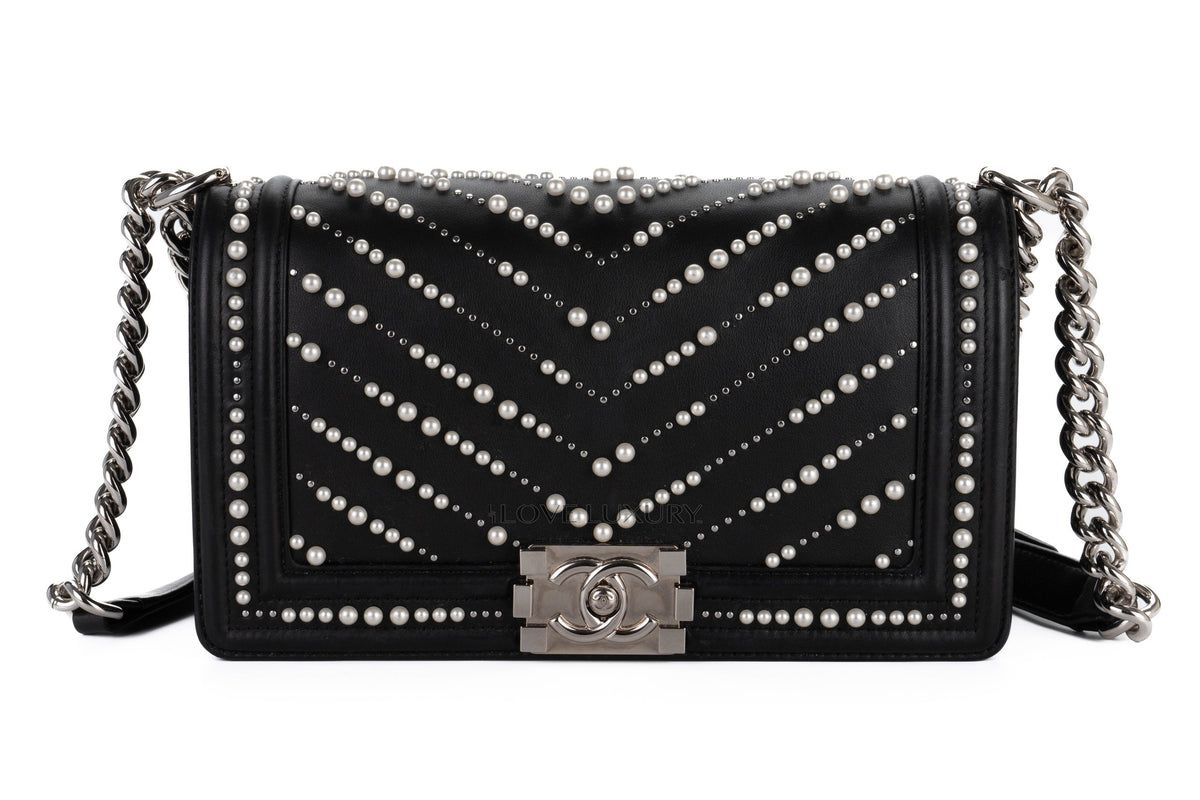 Chanel Boy Pearl Black Calfskin Silver Hardware - view 1