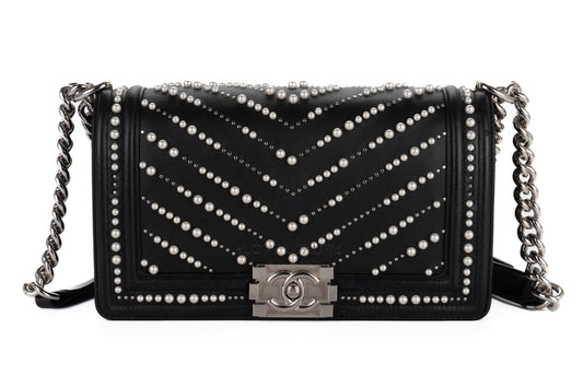 Chanel Boy Pearl Black Calfskin Silver Hardware - view 1
