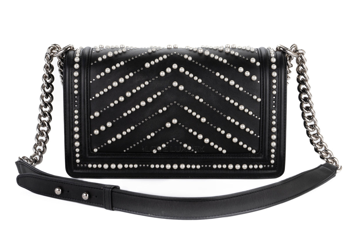 Chanel Boy Pearl Black Calfskin Silver Hardware - view 3
