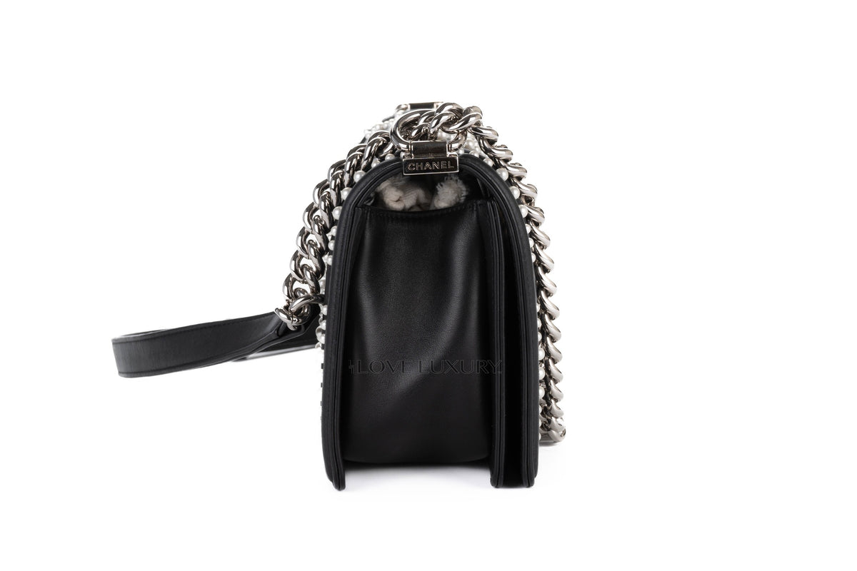Chanel Boy Pearl Black Calfskin Silver Hardware - view 5