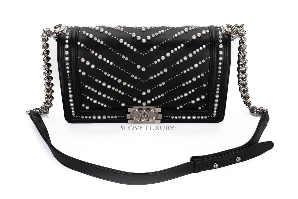 Chanel Boy Pearl Black Calfskin Silver Hardware - view 7