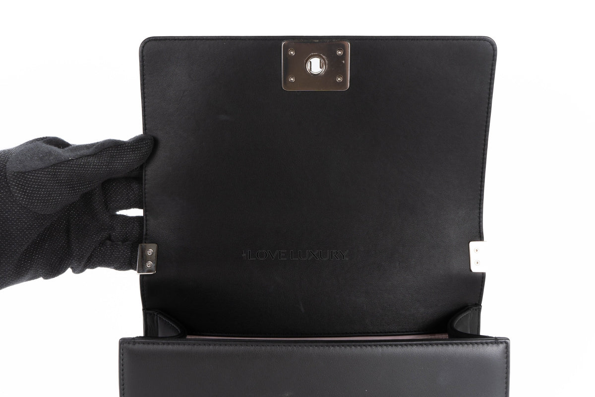 Chanel Boy Pearl Black Calfskin Silver Hardware - view 9