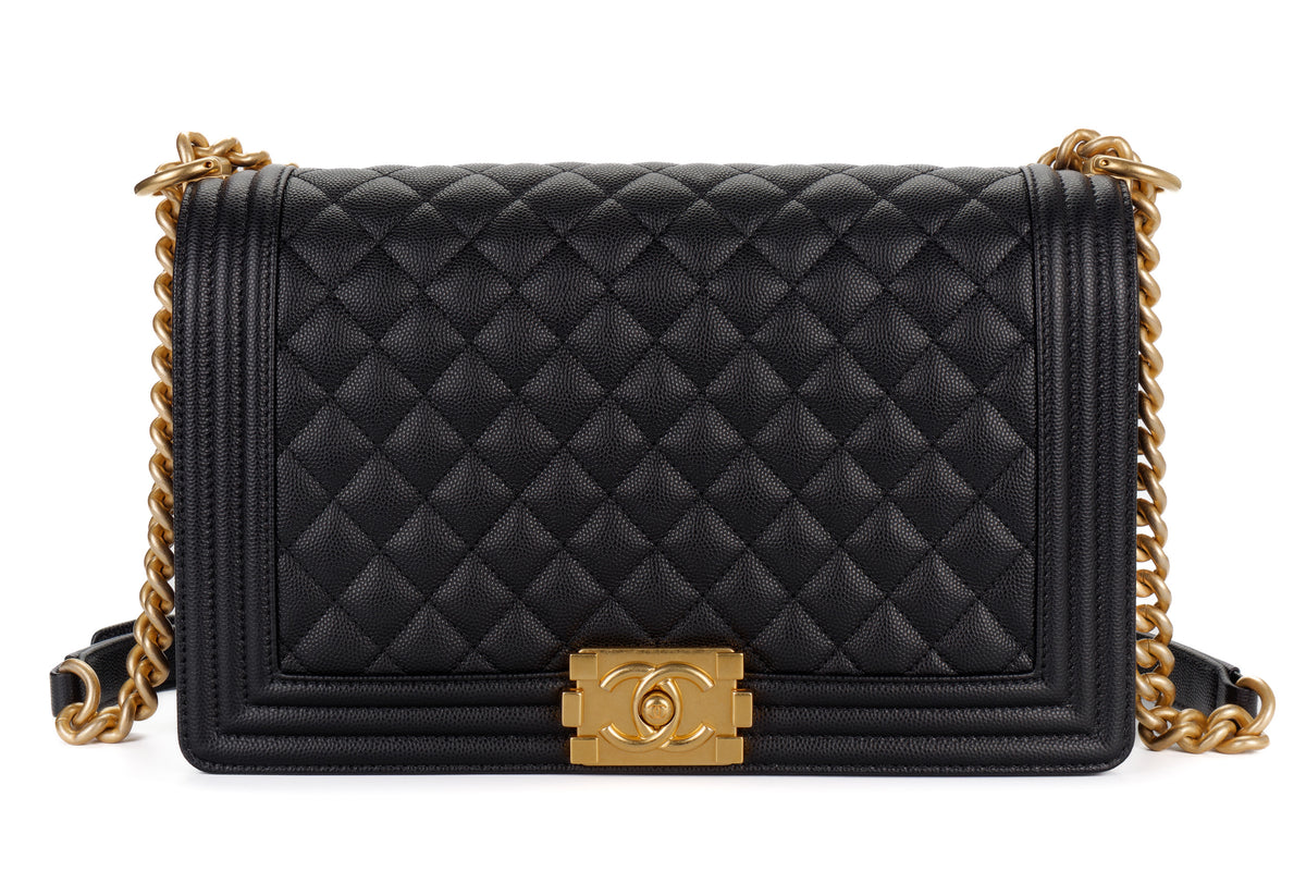 Chanel Large Boy Quilted Black Caviar Gold Hardware - view 1