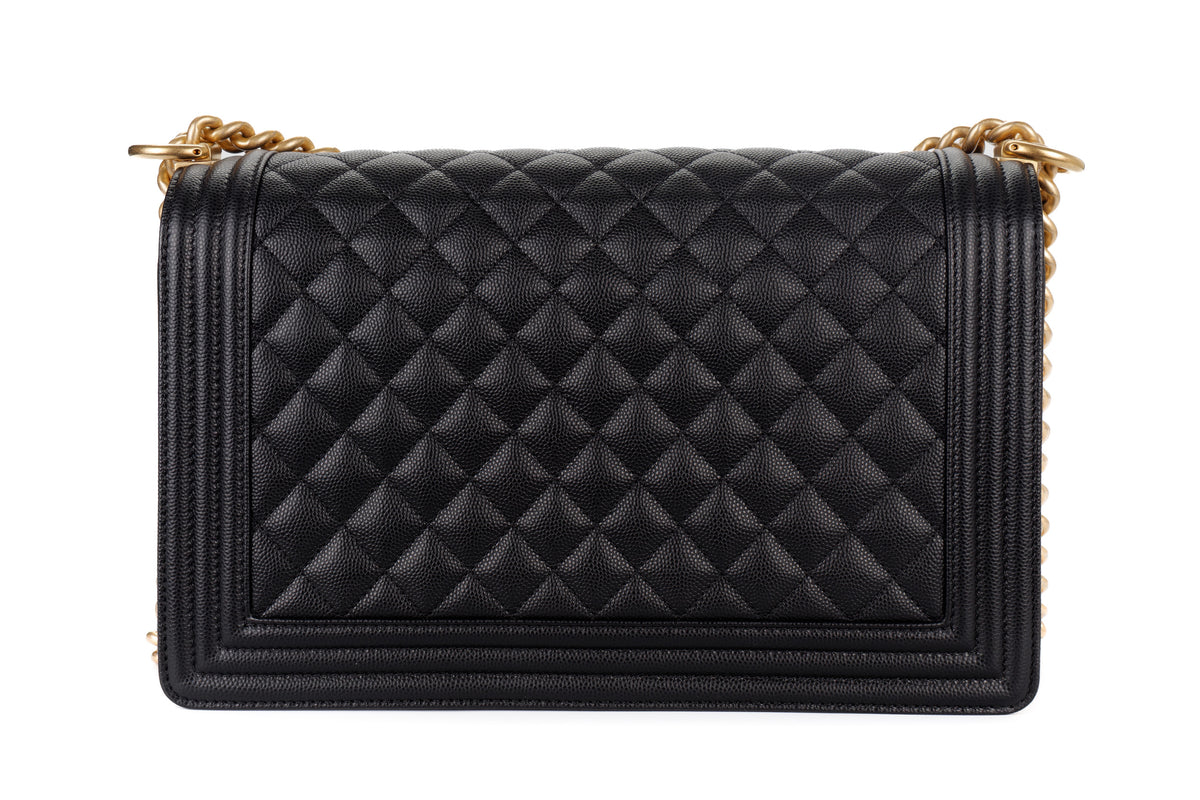 Chanel Large Boy Quilted Black Caviar Gold Hardware - view 3