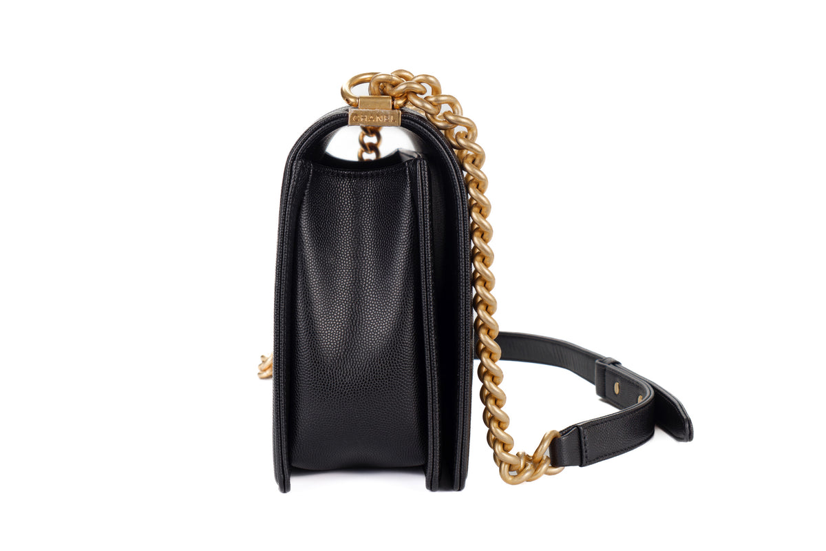 Chanel Large Boy Quilted Black Caviar Gold Hardware - view 5