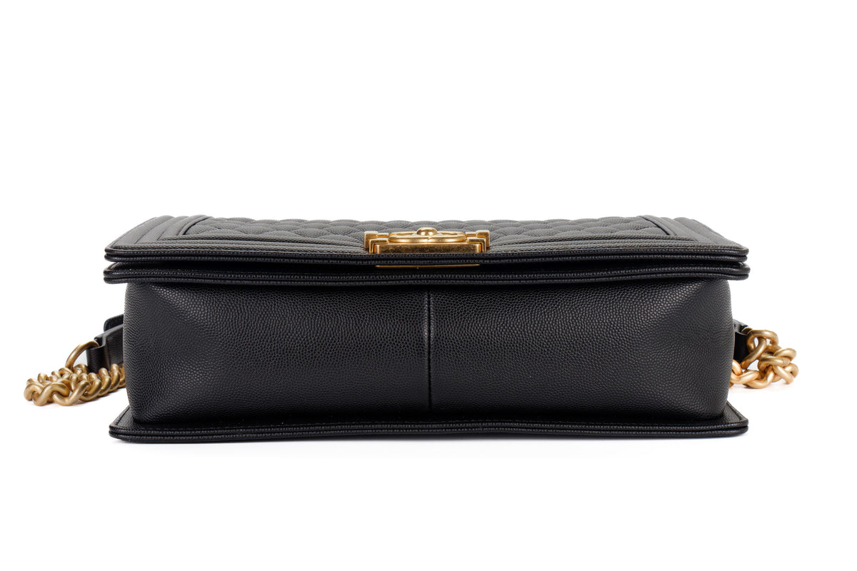 Chanel Large Boy Quilted Black Caviar Gold Hardware - view 6