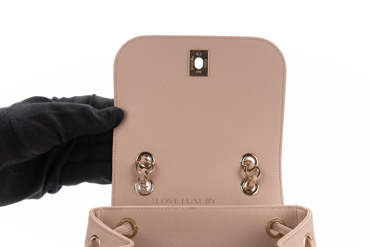 Chanel Business Affinity Backpack Quilted Blush Caviar Gold Hardware - view 9