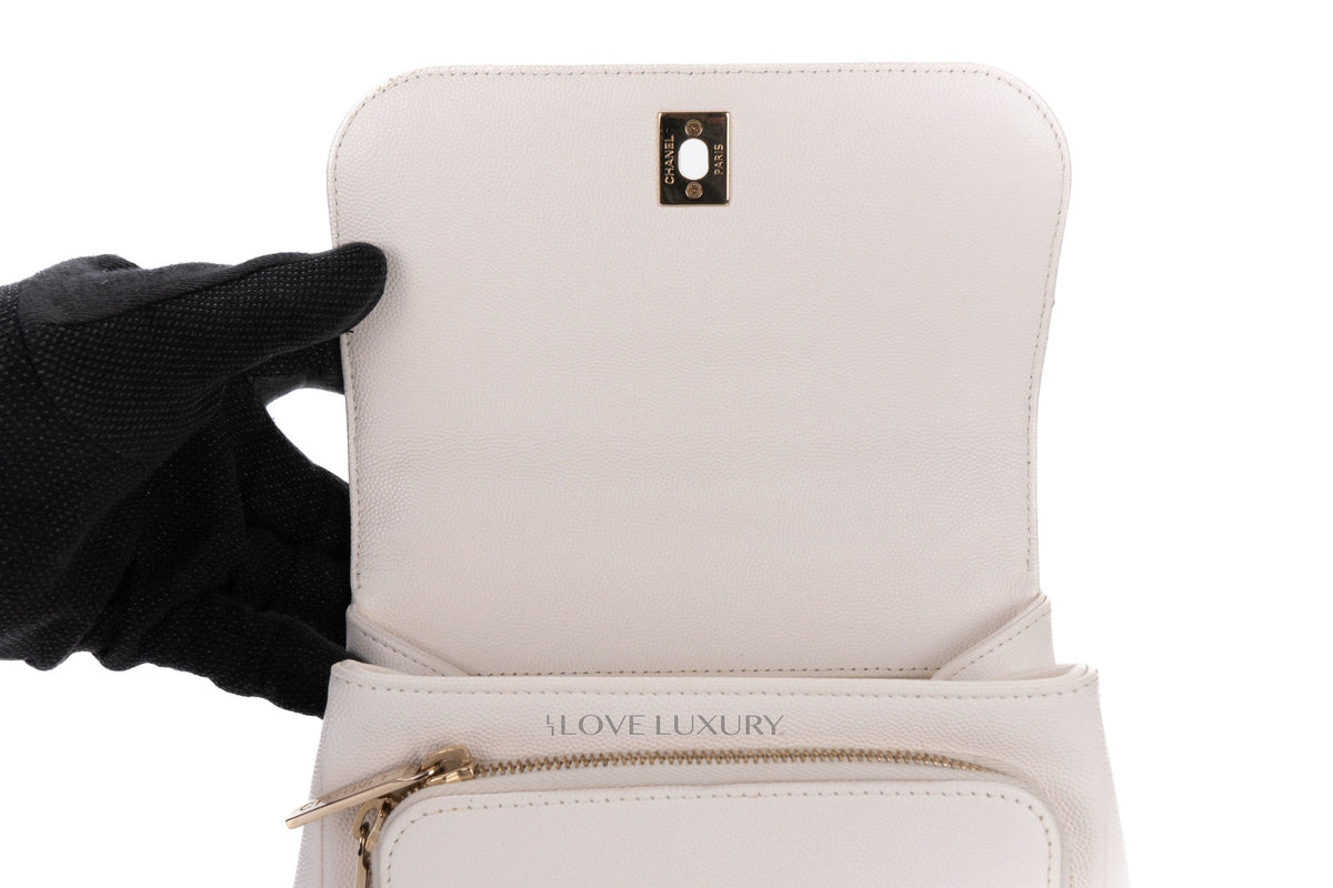 Chanel Business Affinity White Caviar Champagne Hardware - view 11