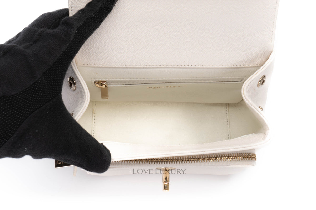 Chanel Business Affinity White Caviar Champagne Hardware - view 12