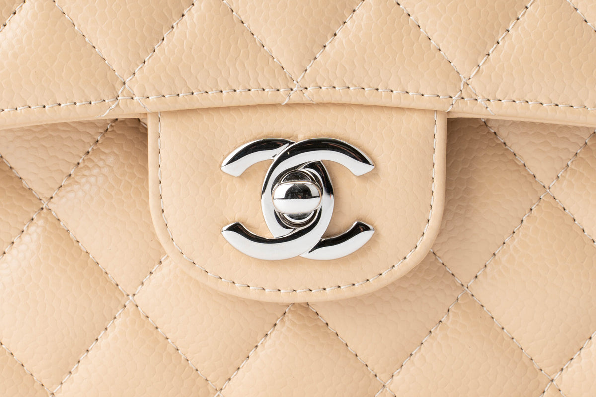 Chanel Small Classic Flap Beige Caviar - view 8