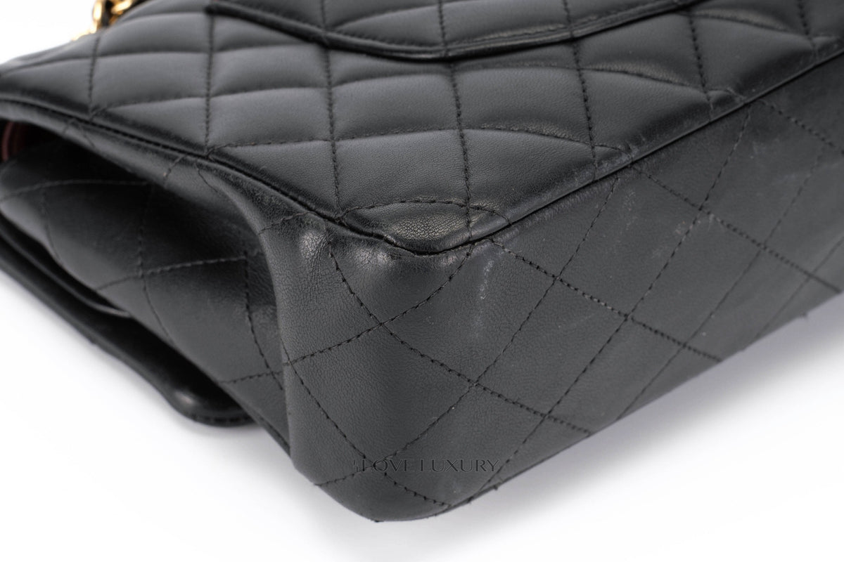 Chanel Medium Classic Flap Black Lambskin Gold Hardware - view 11