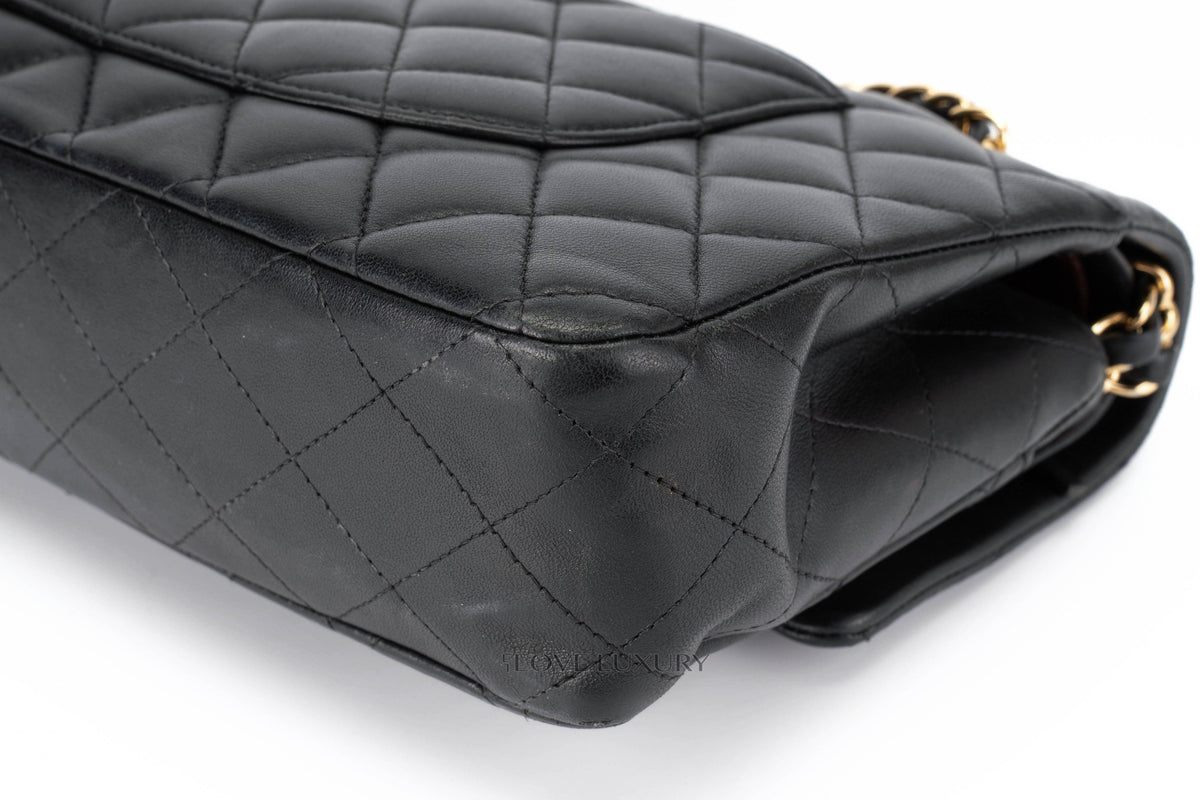 Chanel Medium Classic Flap Black Lambskin Gold Hardware - view 12