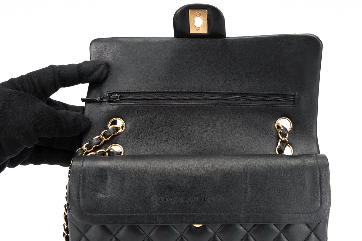 Chanel Medium Classic Flap Black Lambskin Gold Hardware - view 13