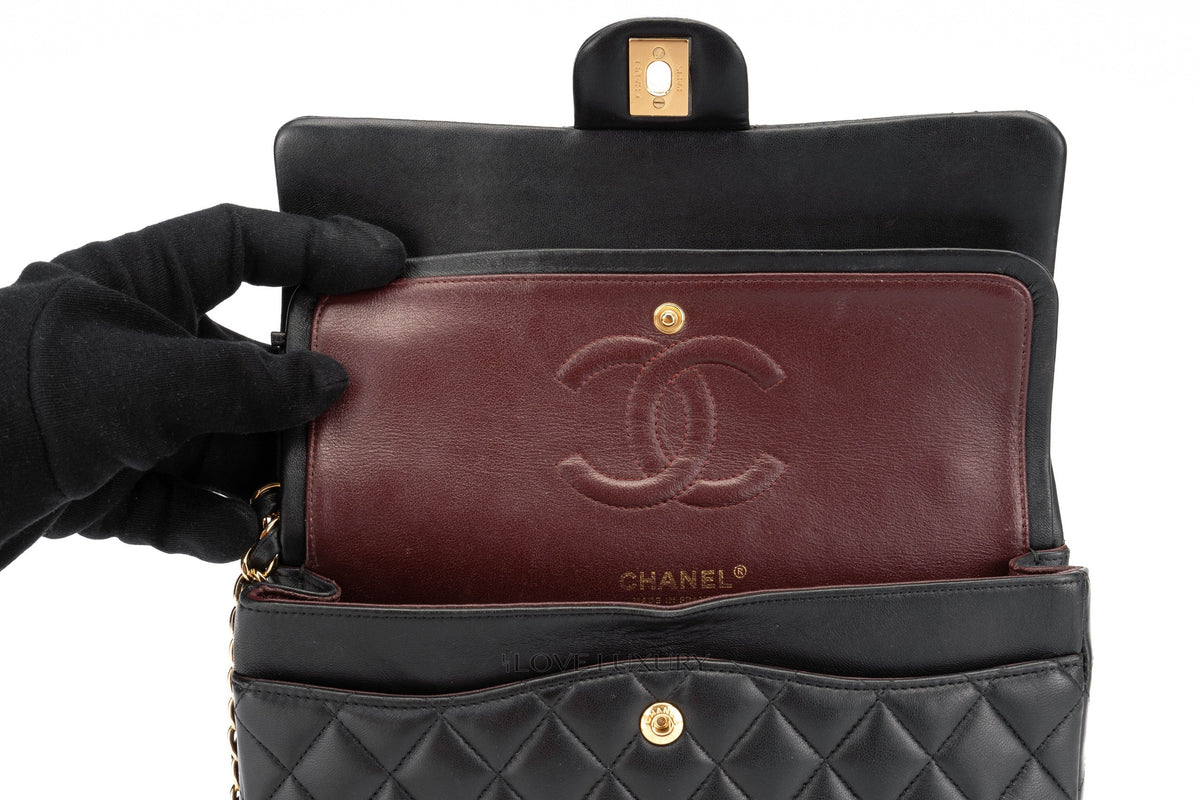Chanel Medium Classic Flap Black Lambskin Gold Hardware - view 14