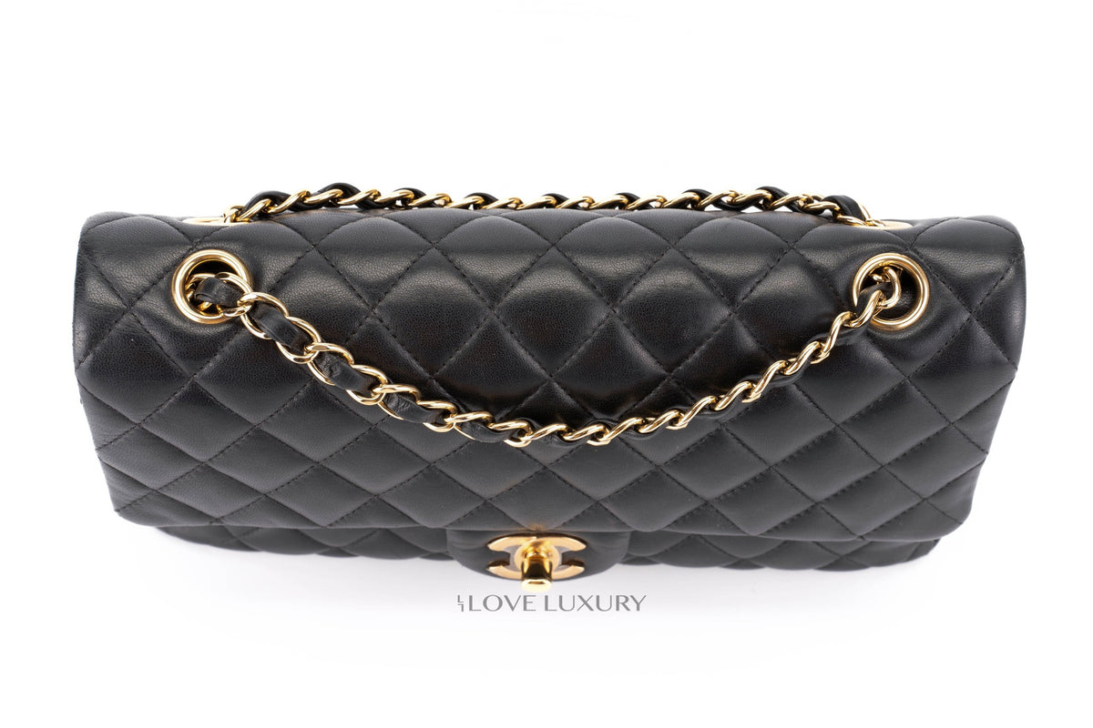 Chanel Medium Classic Flap Black Lambskin Gold Hardware - view 8