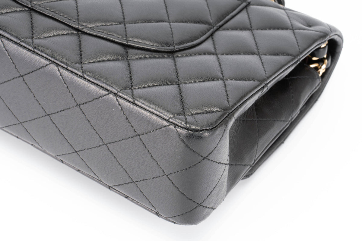 Chanel Medium Classic Flap Black Lambskin Gold Hardware - view 11