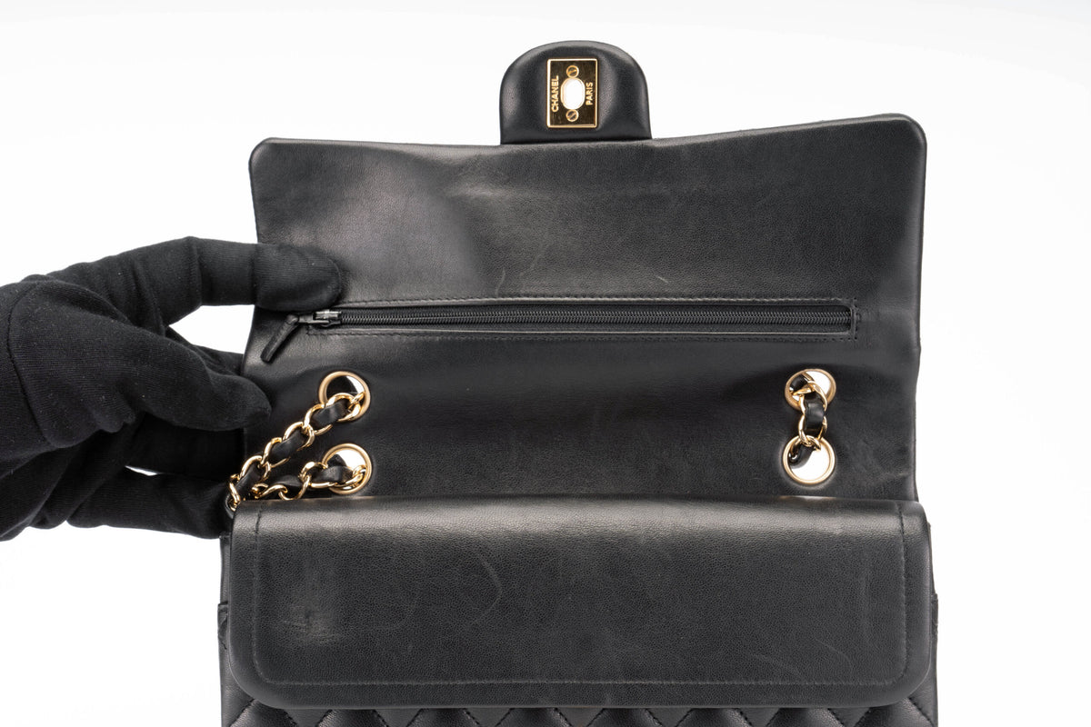 Chanel Medium Classic Flap Black Lambskin Gold Hardware - view 12