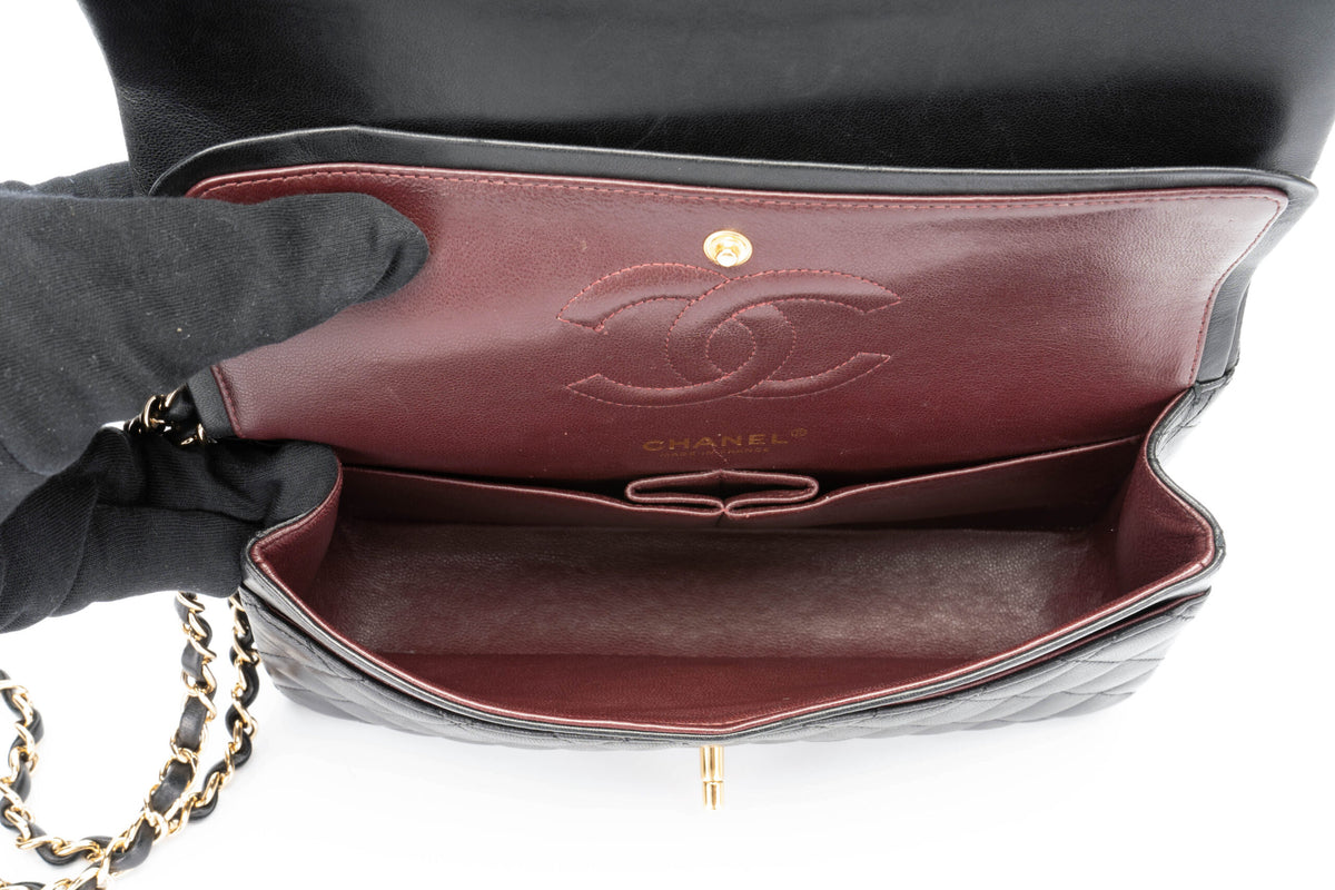 Chanel Medium Classic Flap Black Lambskin Gold Hardware - view 14
