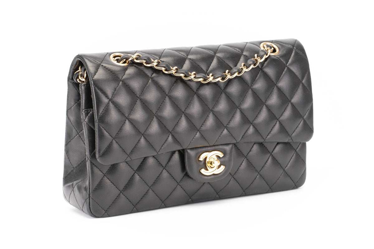 Chanel Medium Classic Flap Black Lambskin Gold Hardware - view 2