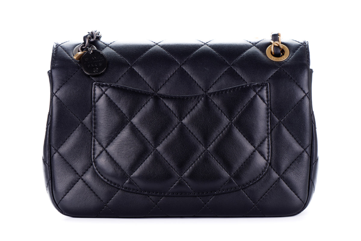 Chanel Bag Charm Paris Black Lambskin Gold Hardware - view 3