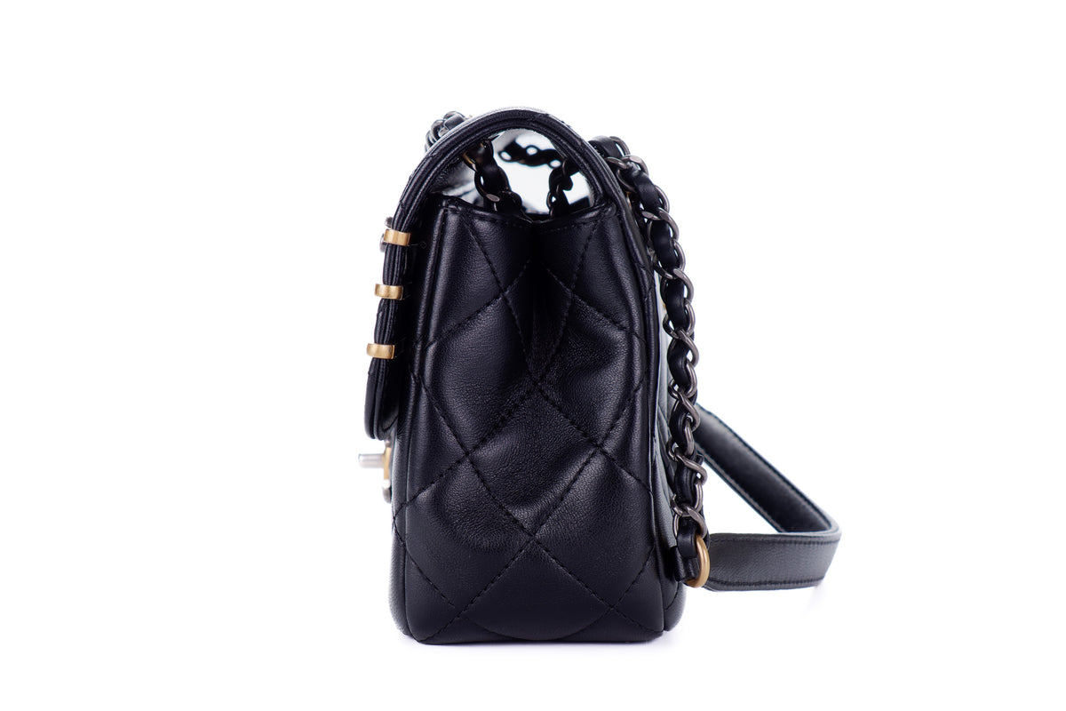Chanel Bag Charm Paris Black Lambskin Gold Hardware - view 4